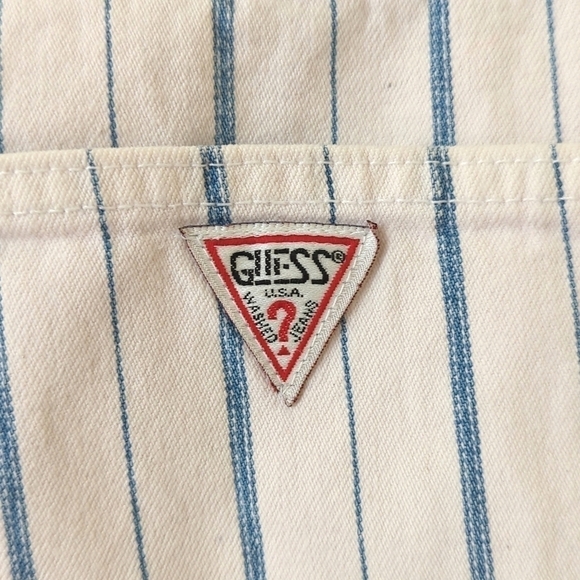Guess by Georges Marciano 80's Vintage Relaxed High Rise Striped Jean Shorts 2 - Picture 11 of 12